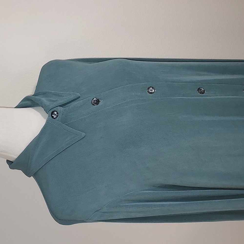 Vintage Rabbit Rabbit Rabbit Designs Blue Grey Long Sleeve Button Up Dress 12 - Picture 5 of 13